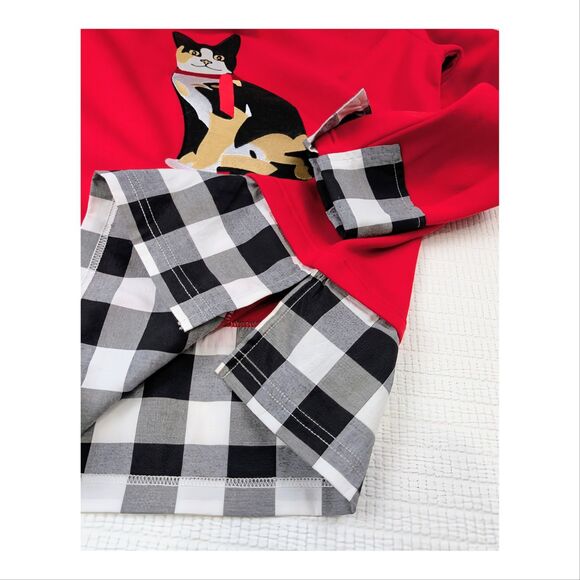 Country Store Womens Sweatshirt Small Embroidered Cat Layered Buffalo Plaid NWOT - Picture 6 of 9